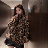 Women's Leopard Print Faux Fur Jacket