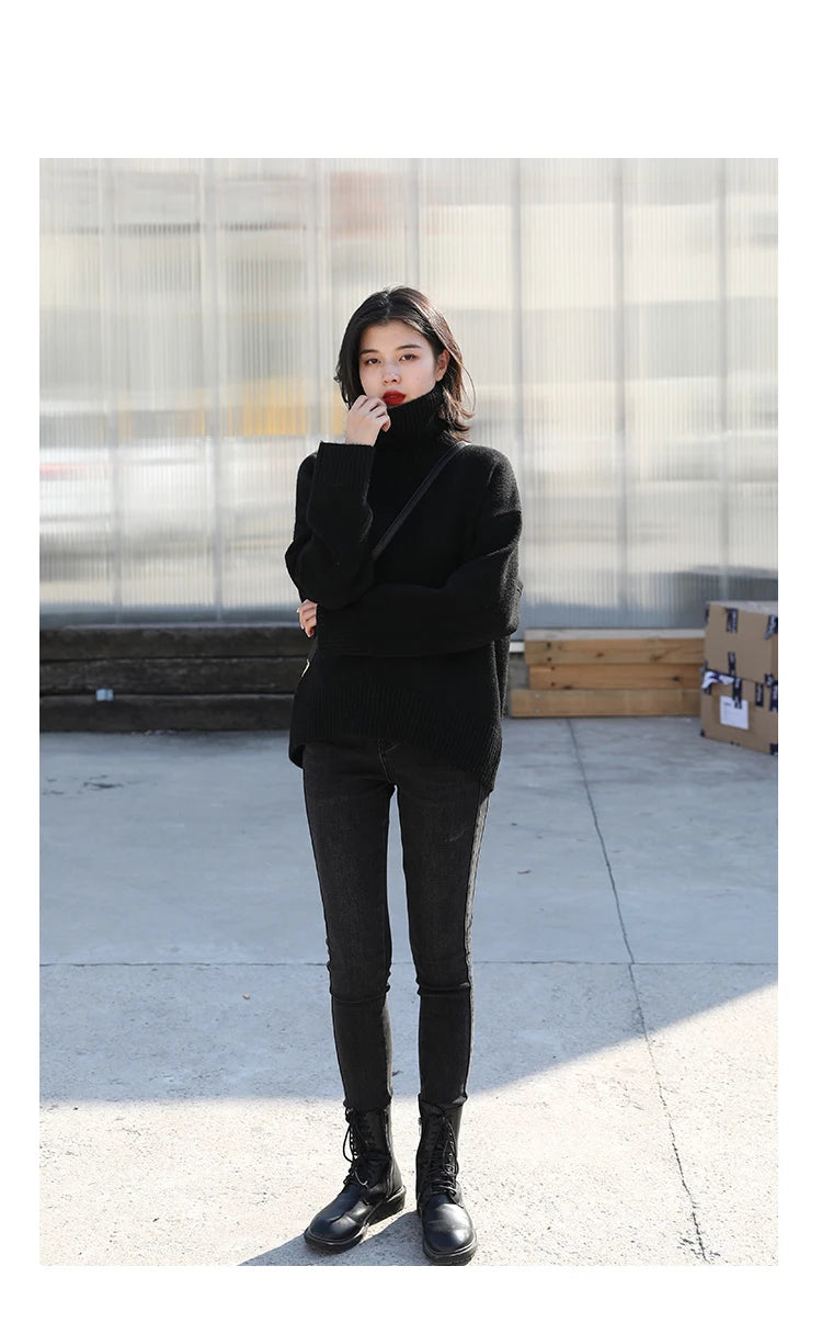 Women's Relaxed Mock Neck Knit Sweater