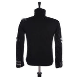Role-player Michael Jackson BAD Punk Jacket Black Stretch Cotton Outwear Impersonator