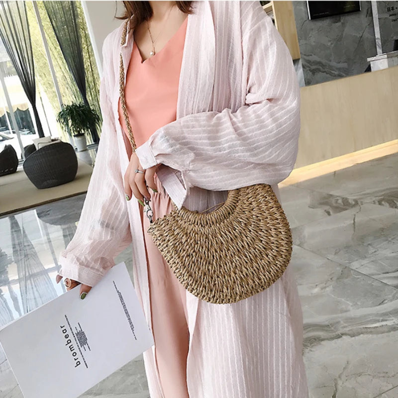 Women's Handmade Straw Tote Bag – Bohemian Beach Weave