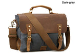 Vintage Leather + Canvas men briefcase Business bag Portfolio men office bag male canvas briefcase attache case document tote