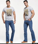 Men's Stretch Bootcut Jeans | Slim Flare Denim Trousers