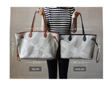 Women's Fashion Shoulder Bag Luxury Designer Handbag Large Capacity Canvas With Genuine Leather Tote For Shopping,Commuting,Work