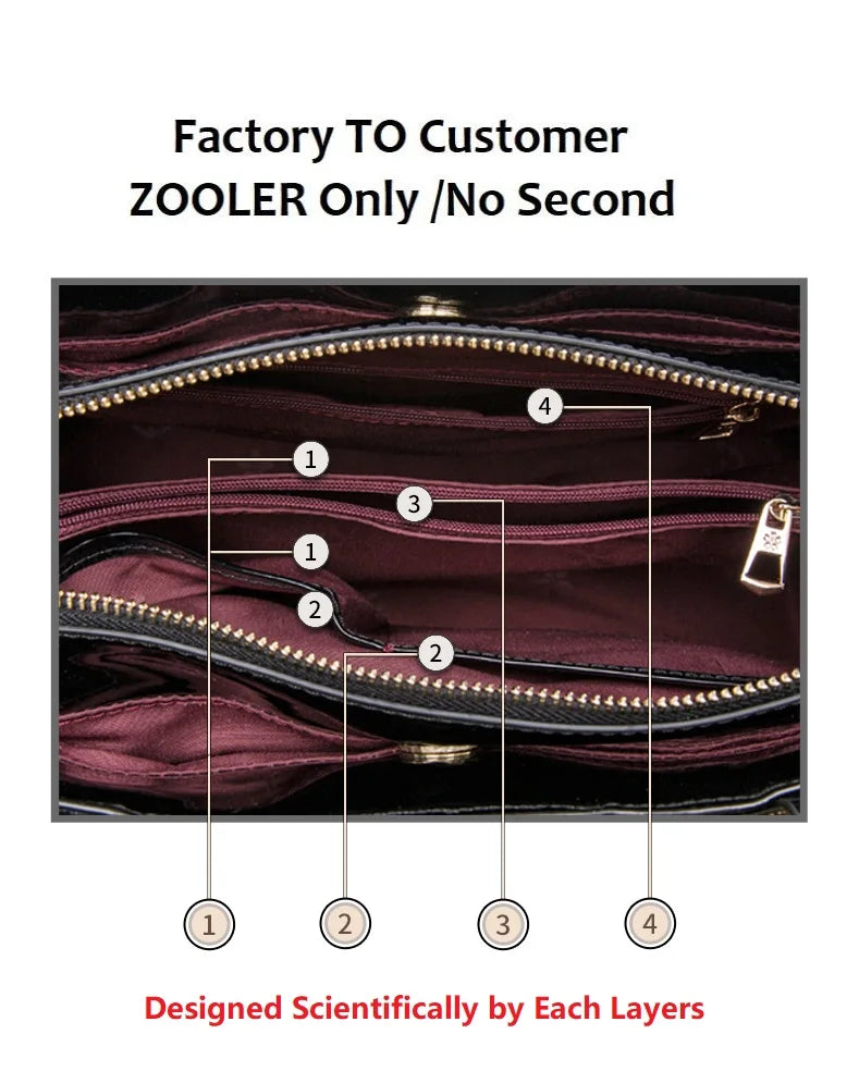 Hot Cow Skin Bag！ZOOLER Handmade Full Real Cow Leather Handbags Soft Skin Genuine Leather Bag Costly Women Fashion Bags #QS220