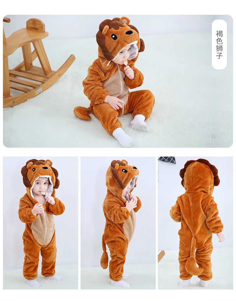 Adorable Animal Cartoon Baby Winter Rompers