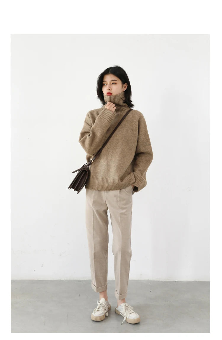 Women's Relaxed Mock Neck Knit Sweater