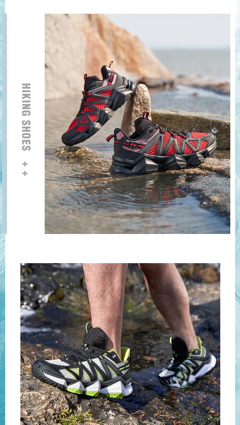 RAX Men's Hiking Shoes Spring  Outdoor Sneakers Men Breathable Mesh Trekking Boots Tactical Walking Ankle Shoes Camping Tourism