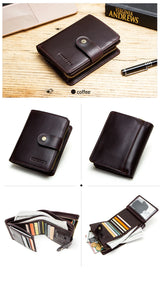 Contact'S Genuine Leather Wallets Women Men Wallet Short Small RFID Blocking Card Holder Wallets Ladies Red Coin Purse