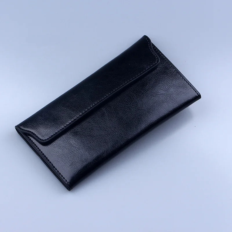 NIGEDU Brand Genuine Leather Women Wallet Long Thin Purse Cowhide Multiple Cards Holder Clutch Bag Fashion Standard Wallet