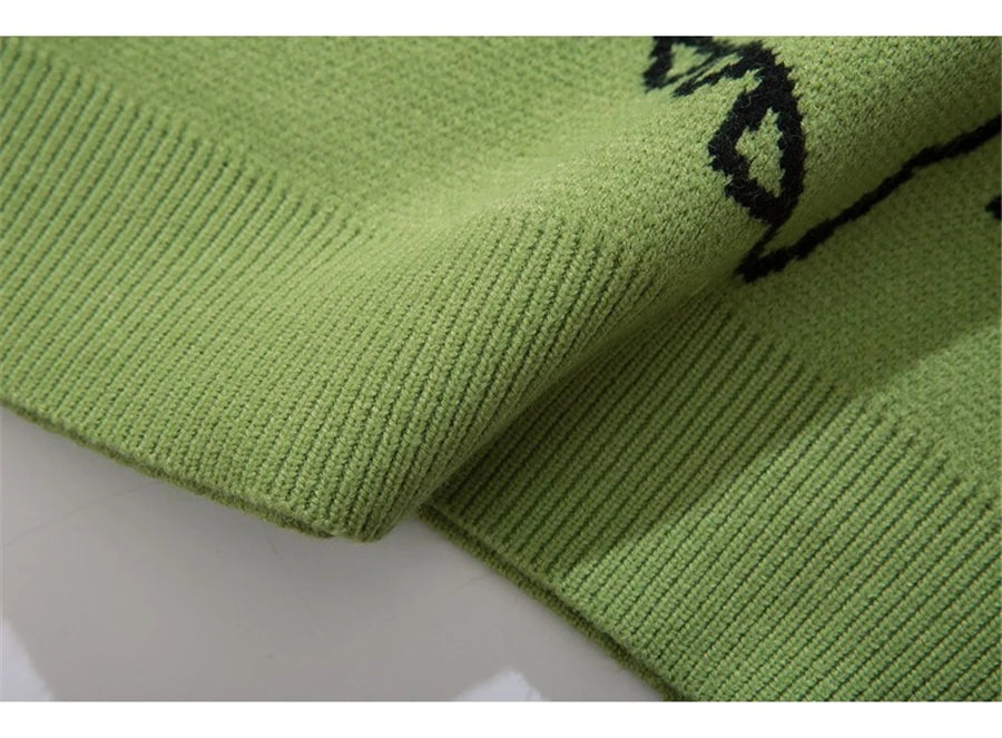 Men’s Harajuku Dinosaur Knitted Sweater