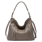 ZENCY New Handbag Luxury Genuine Leather Bag for Women Shoulder Tote Crossbody Double Zipper Pocket Charming Red Hobo Bag