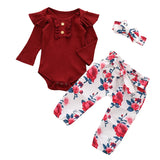 Baby Girl 3-Piece Outfit with Pants & Headband