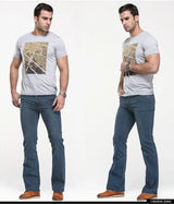 Men's Stretch Bootcut Jeans | Slim Flare Denim Trousers