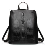Zency Women's Crocodile Leather Backpack 100% Genuine Natural Travel Work School Bag with Notebook Compartment Laptop Carry-on