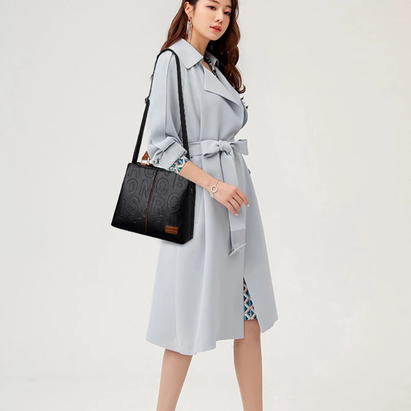 Luxury PU Leather Large Capacity Crossbody Bag – USA-Made Designer Women’s Travel Tote & Shoulder Satchel