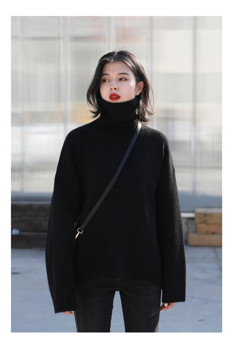Women's Relaxed Mock Neck Knit Sweater
