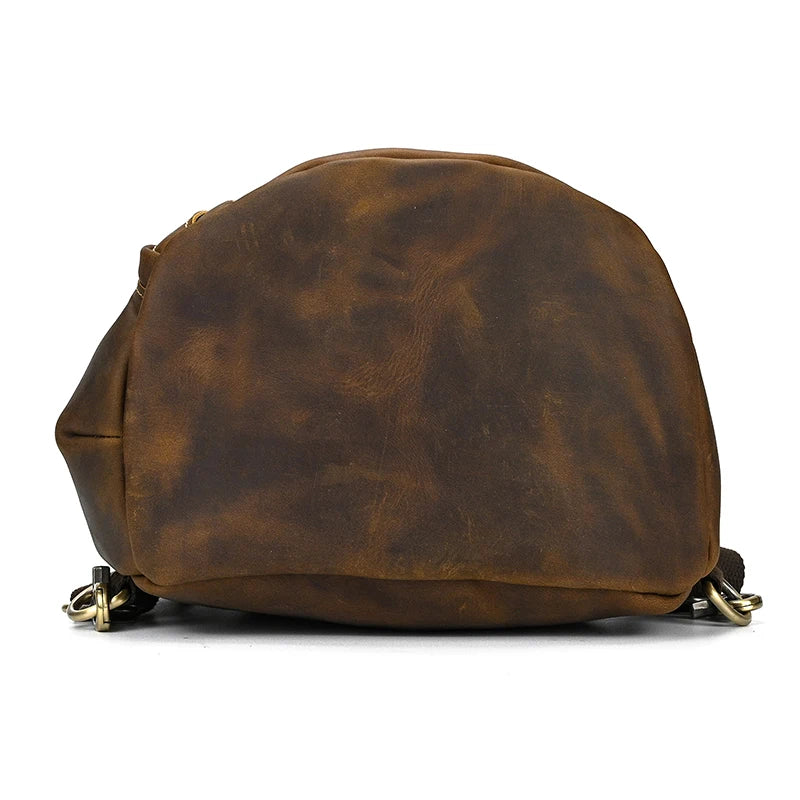 Single Shoulder Bagpack Genuine Leather Chest Bag Outdoor Riding Bag Chest Packs For Biker Men Male Sling Bags Cow Leather