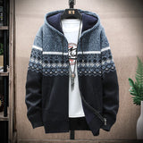 Men’s Winter Plaid Fleece-Lined Hooded Cardigan Jacket