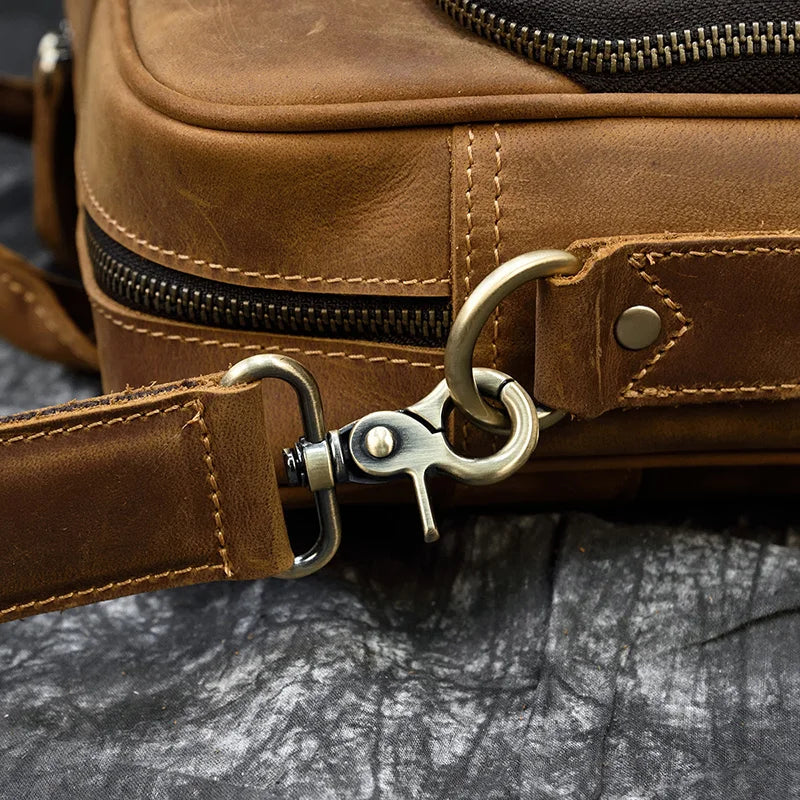 Men Briefcase Genuine Leather Laptop Bag 14 15.6" PC Doctor Lawyer Computer Bag Cowhide Male Briefcase Leather Men Business Bag