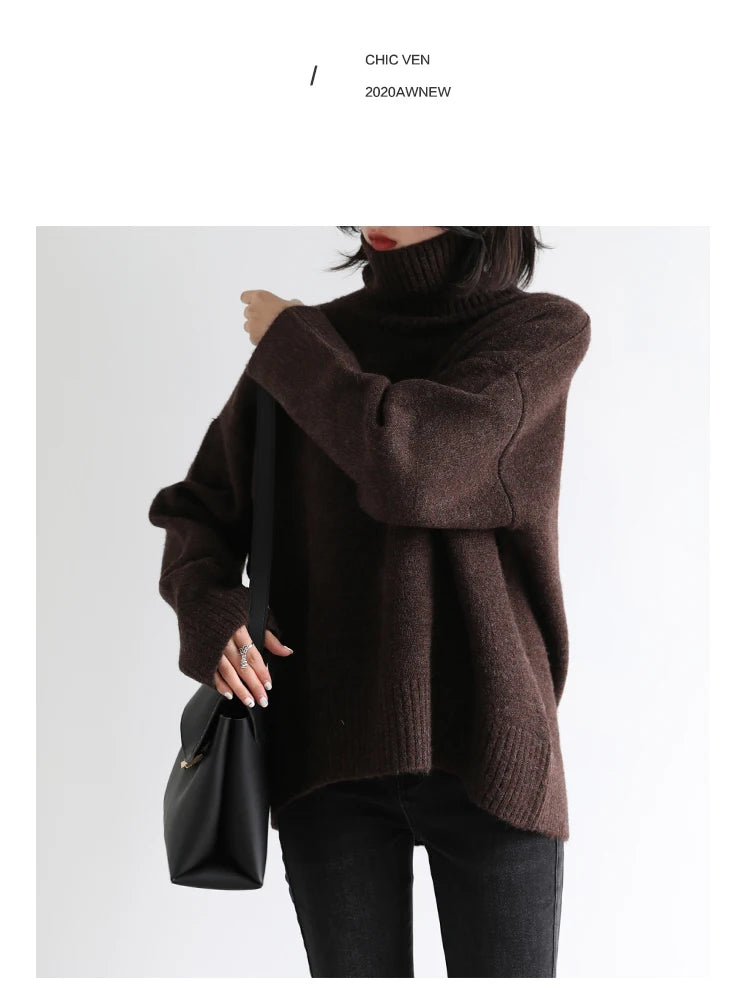 Women's Relaxed Mock Neck Knit Sweater