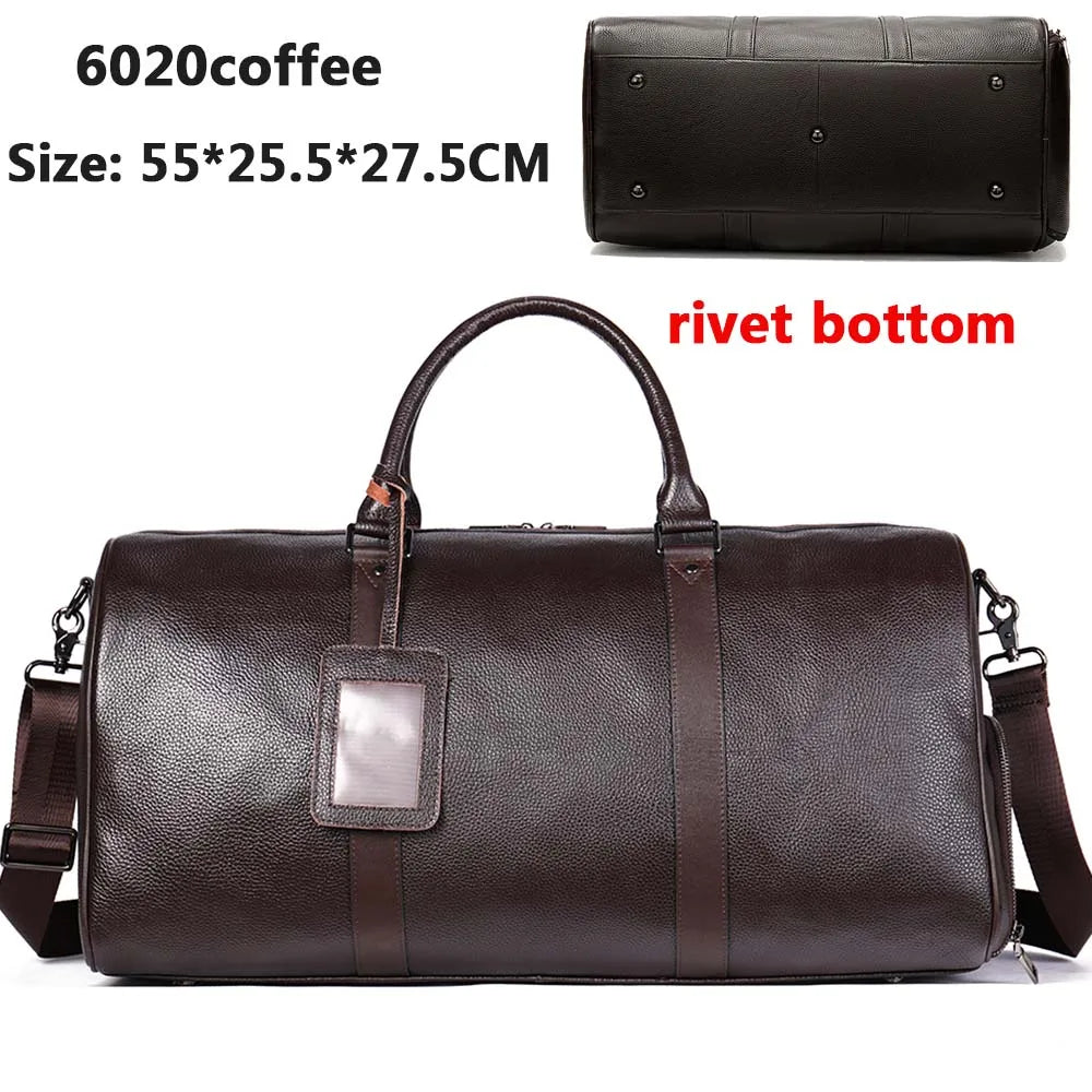 WESTAL Men's Travel Bags Hand Luggage Genuine Leather Duffle Bags Leather Luggage Travel Bag Suitcases Handbags big/Weekend Bag