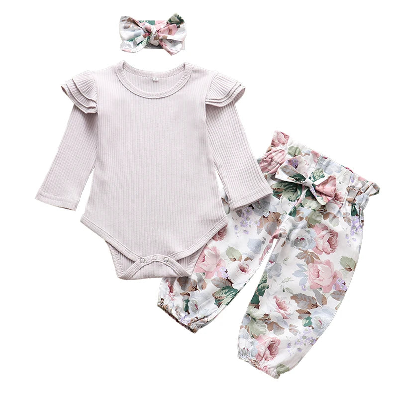 Baby Girl 3-Piece Outfit with Pants & Headband