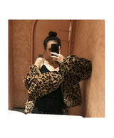 Women's Leopard Print Faux Fur Jacket