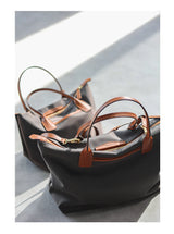 Zipper Tote Bags For Women Nylon With Real Leather Handbag High Quality Single Shoulder Bag