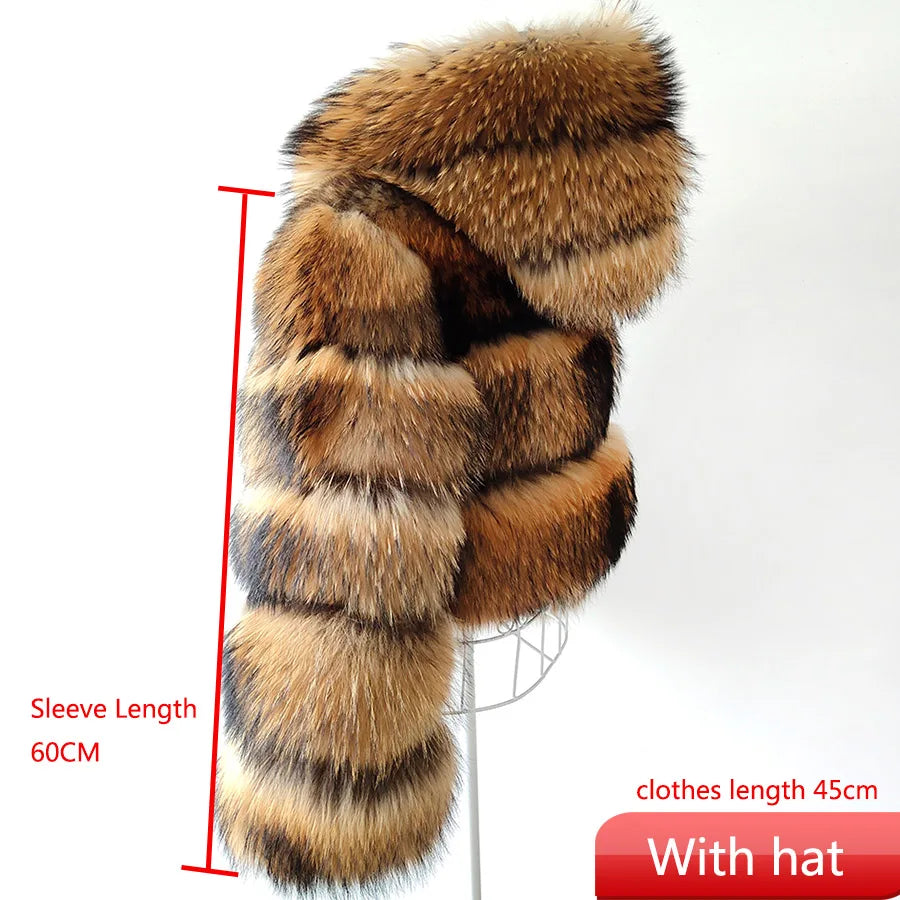 Luxury Women’s Real Raccoon & Fox Fur Jacket | Premium Winter Outerwear