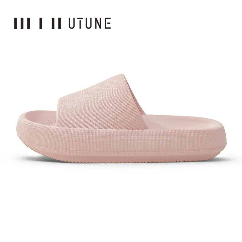 UTUNE Men’s Non-slip Slides Summer Indoor Slippers, Thick Sole Breathable Soft Sandals, Comfy Casual Home House Footwear