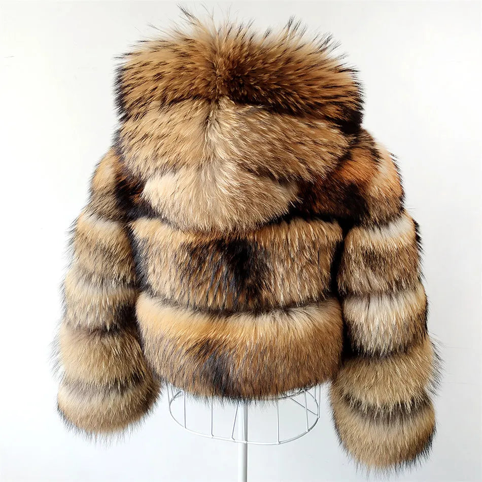 Luxury Women’s Real Raccoon & Fox Fur Jacket | Premium Winter Outerwear