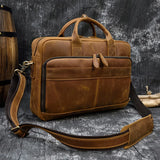 Men Briefcase Genuine Leather Laptop Bag 14 15.6" PC Doctor Lawyer Computer Bag Cowhide Male Briefcase Leather Men Business Bag