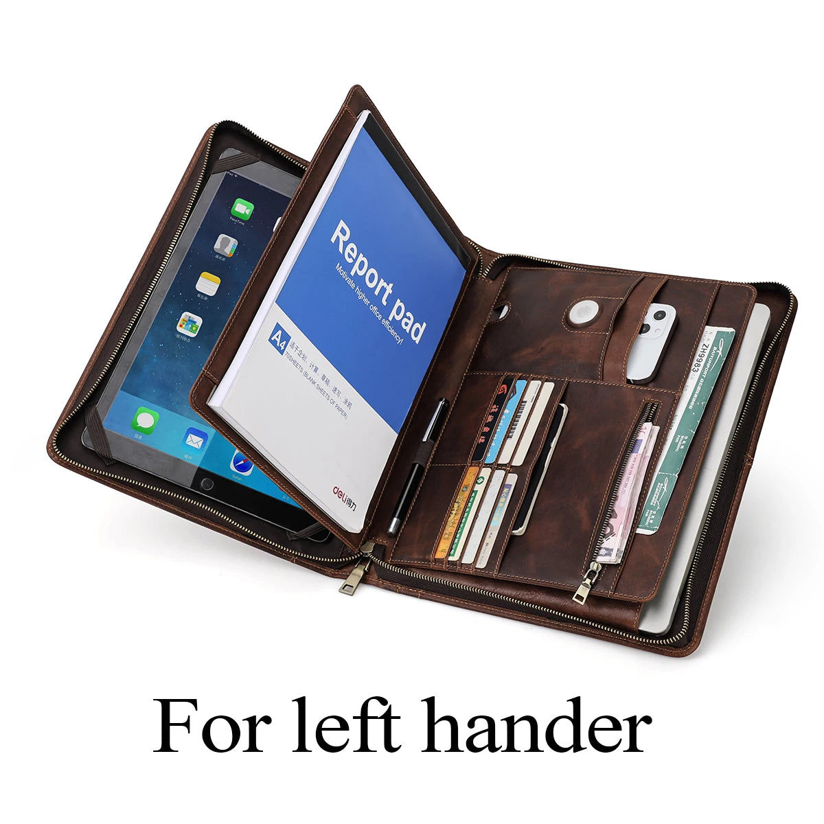Macbook Pro Air 13 iPad Pro 13 12.9 Portfolio File Folder Cow Leather Cover Organizer Travel Business Office Document Briefcase