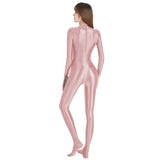 Glossy Long Sleeve Full-Length Jumpsuit