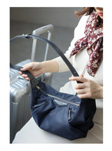 Lightweight Nylon Matching Genuine Leather Crossbody Bag High Quality Single Shoulder Bags Fashion Pleated Messenger Purses