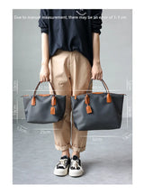 Zipper Tote Bags For Women Nylon With Real Leather Handbag High Quality Single Shoulder Bag