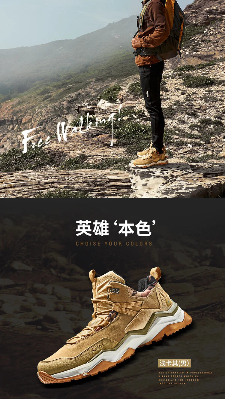Rax Men Hiking Shoes Waterproof Outdoor Sports Sneakers for Men Trekking Shoes Lightweight Mountain Climbing Shoes Men Antislip