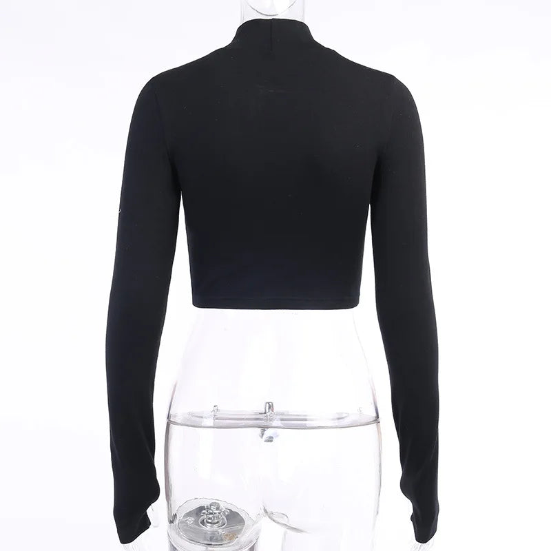Gothic Letter Embroidery Crop Top