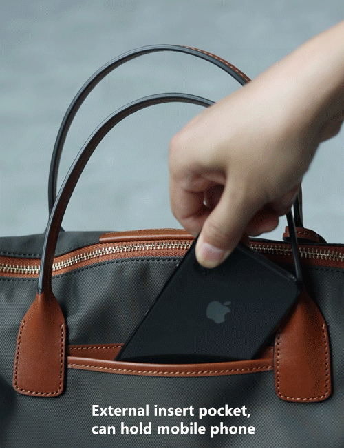Zipper Tote Bags For Women Nylon With Real Leather Handbag High Quality Single Shoulder Bag