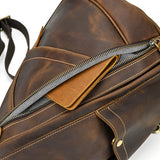 Single Shoulder Bagpack Genuine Leather Chest Bag Outdoor Riding Bag Chest Packs For Biker Men Male Sling Bags Cow Leather