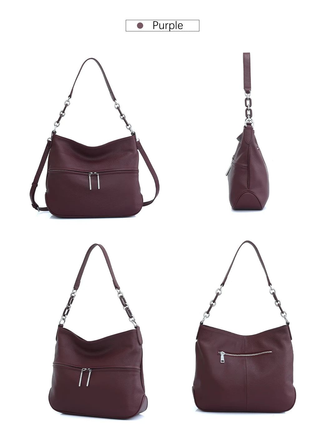 Zency Soft Cowhide Leather Winter Women's Shoulder Bag Casual Commuter High Capacity Female Crossbody Handbag Vintage Shopper