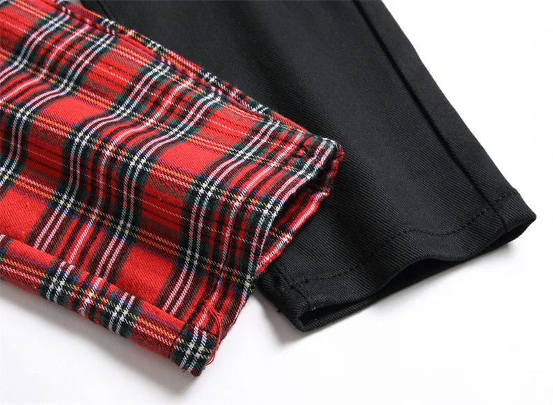 Men's Punk Patchwork Slim Denim Jeans