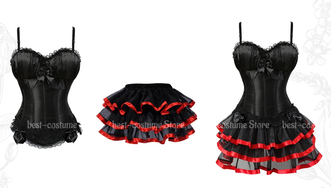 Women's Corset Dress with Straps & Lace | Plus Size Bustier Set