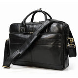 Men Briefcase Genuine Leather Laptop Bag 14 15.6" PC Doctor Lawyer Computer Bag Cowhide Male Briefcase Leather Men Business Bag