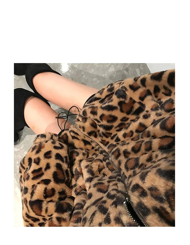 Women's Leopard Print Faux Fur Jacket