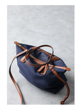 Zipper Tote Bags For Women Nylon With Real Leather Handbag High Quality Single Shoulder Bag
