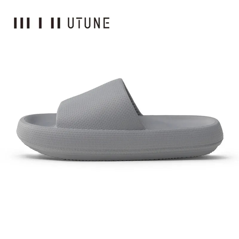 UTUNE Men’s Non-slip Slides Summer Indoor Slippers, Thick Sole Breathable Soft Sandals, Comfy Casual Home House Footwear