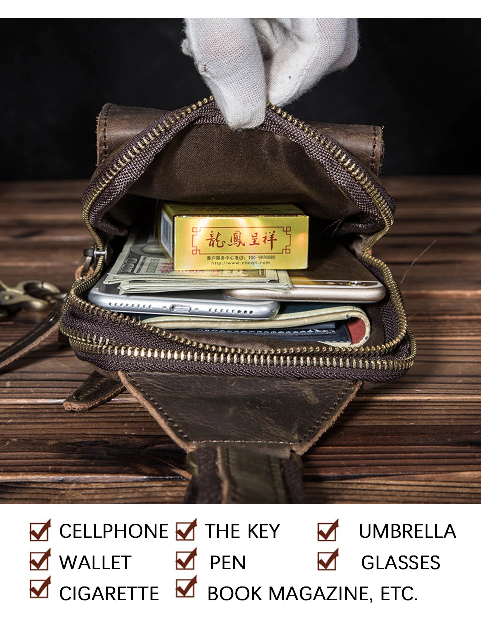 Hot Sell Men Genuine Bull Leather Vintage Coffee Triangle Chest Sling Bag Design Travel Daypack One Shoulder Crossbody Bag XB571