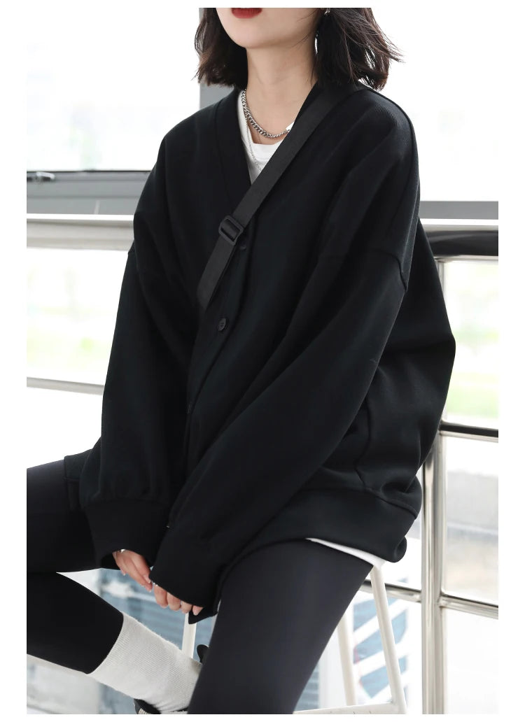 Women's Relaxed V-Neck Cotton-Blend Cardigan