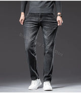 2025 Autumn New Men Regular Fit Stretch Jeans Classic Style Smoky Gray Fashion Casual Denim Pants Male Brand Trousers Blue